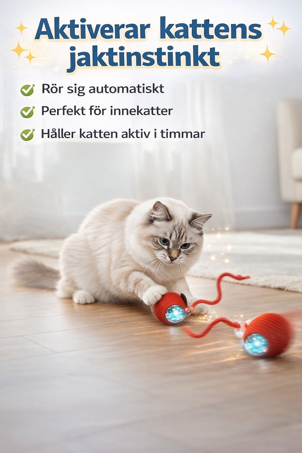 Jaktbollen - Håller din katt aktiv, stimulerad och underhållen i timmar
